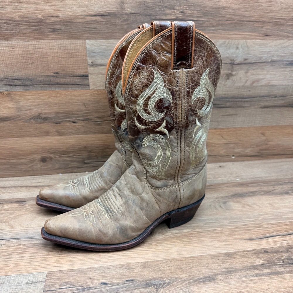 Justin Womens 7.5 Bent Rail Western Boot Distressed Leather Cowgirl Boho - Picture 2 of 10